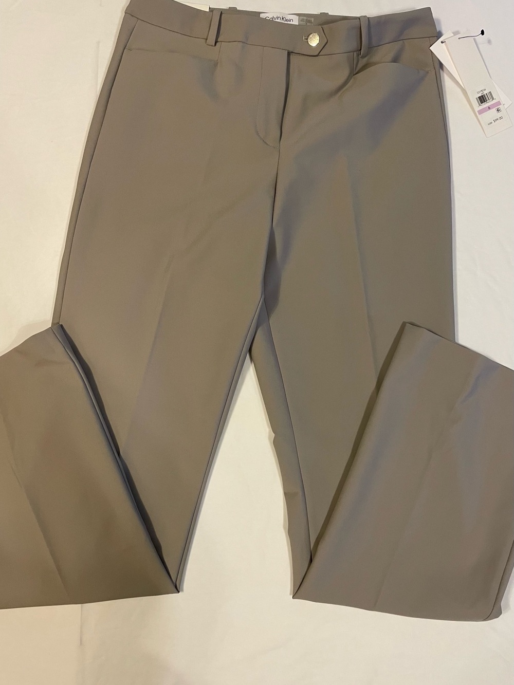 Calvin Klein Women's Taupe Straight-Leg Dress Trousers